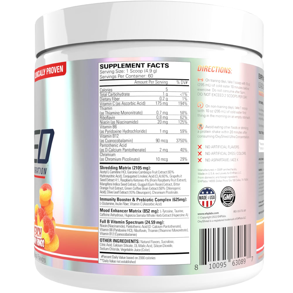 EHP Labs OxyShred Peach Candy Rings ready to mix in daily routine