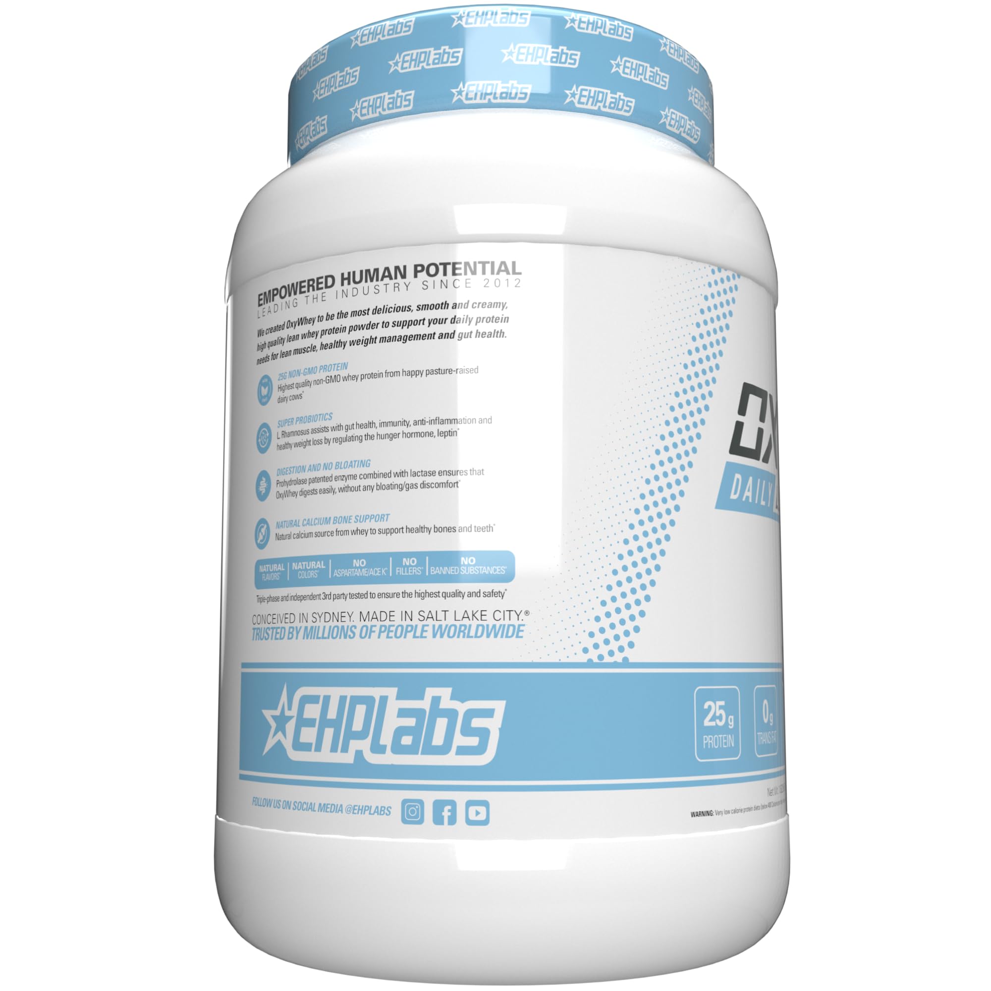 Ehplabs OxyWhey shake pictured in a workout setting for post-workout recovery.