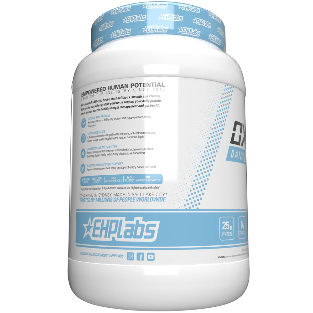 Ehplabs OxyWhey shake pictured in a workout setting for post-workout recovery.