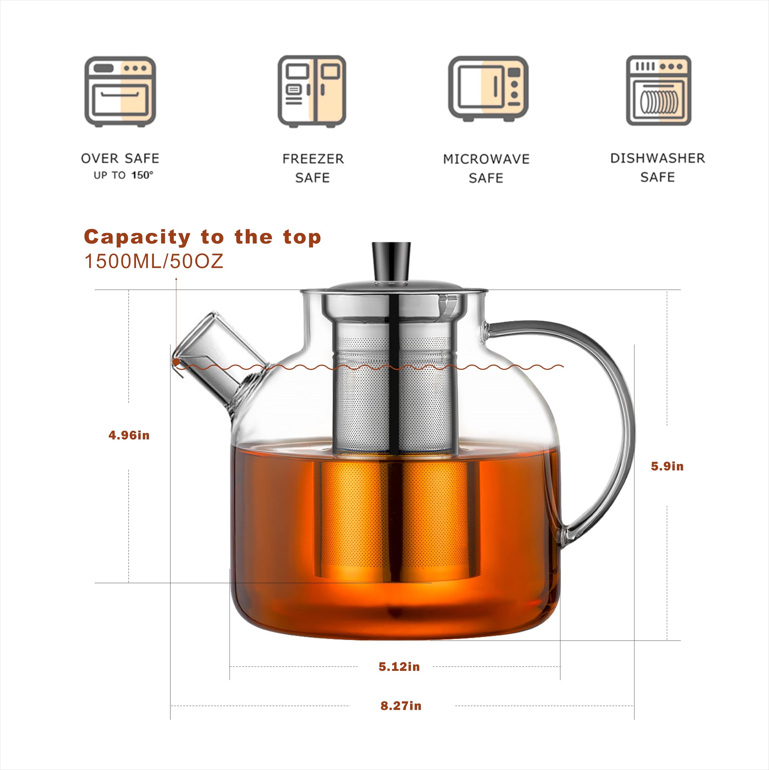 Ehugos microwave-safe teapot heats tea quickly and evenly.