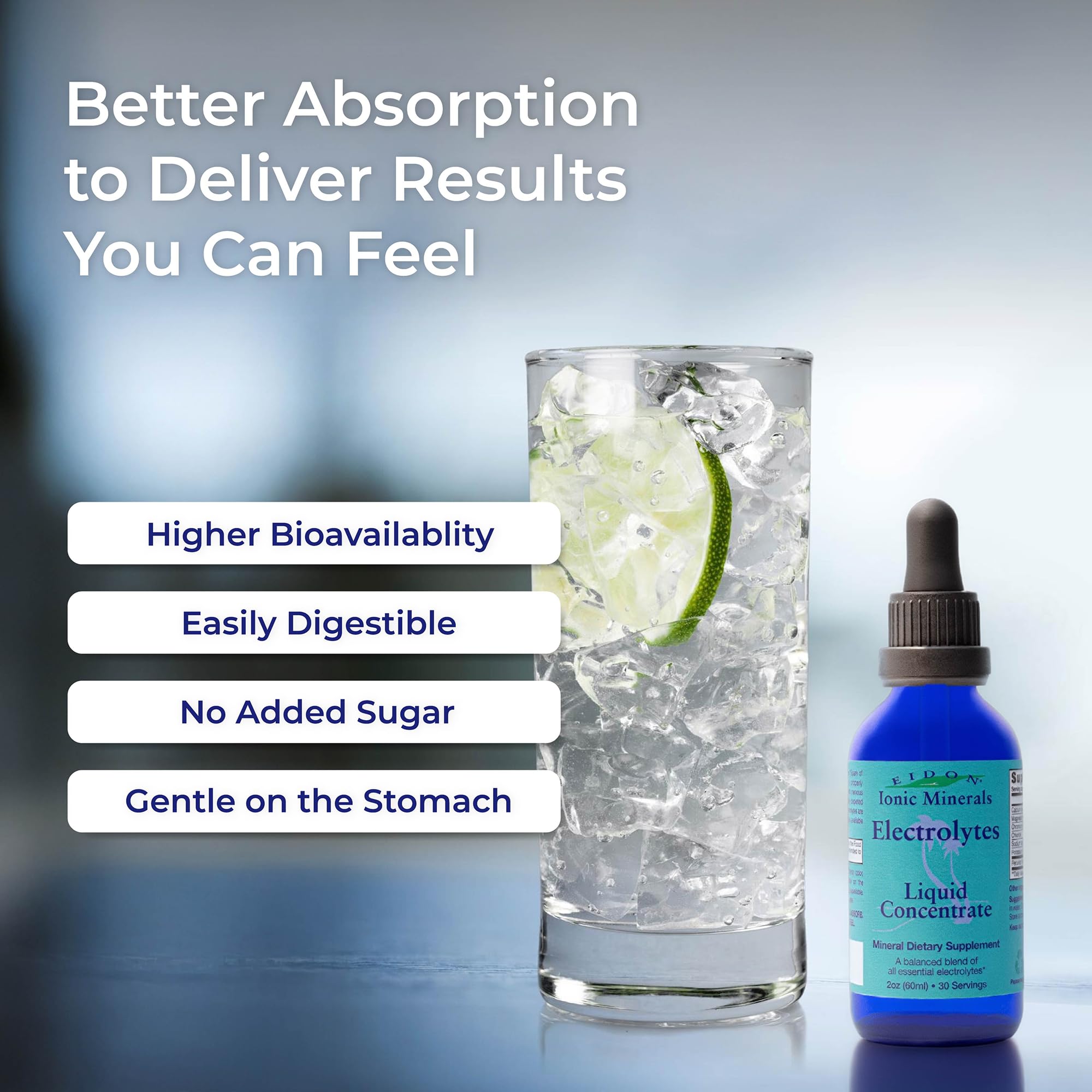 Label close-up of Eidon minerals emphasizing sugar-free hydration
