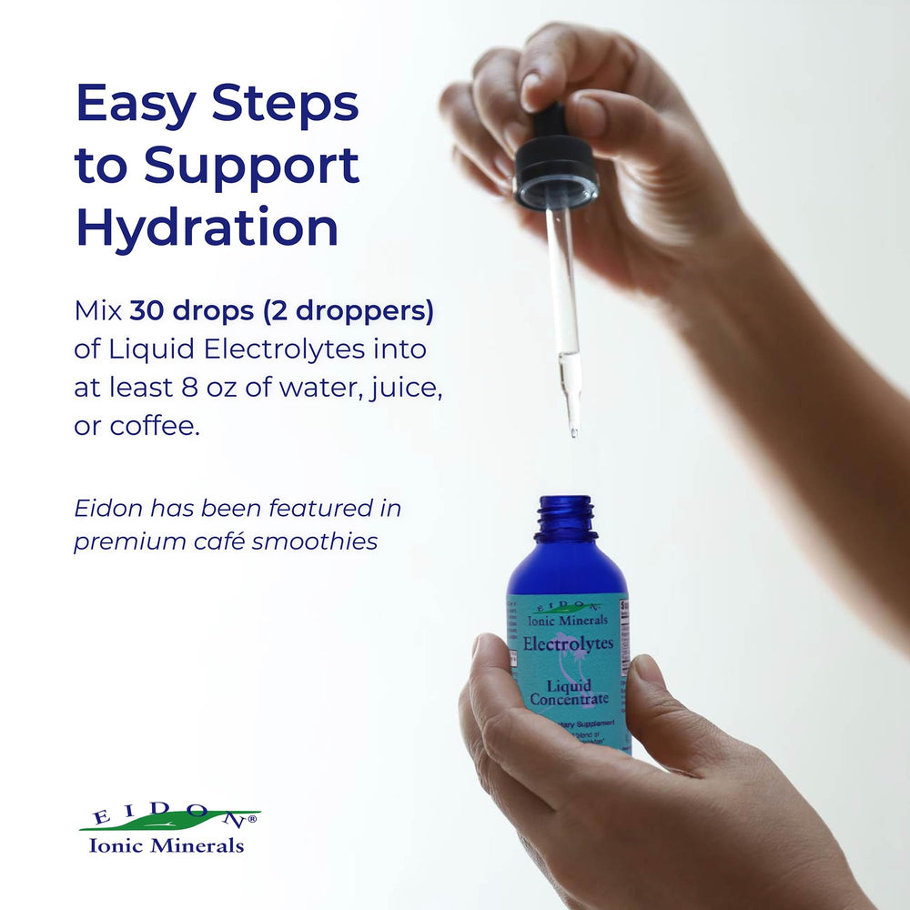 Hands adding Eidon electrolytes to water for on-the-go hydration