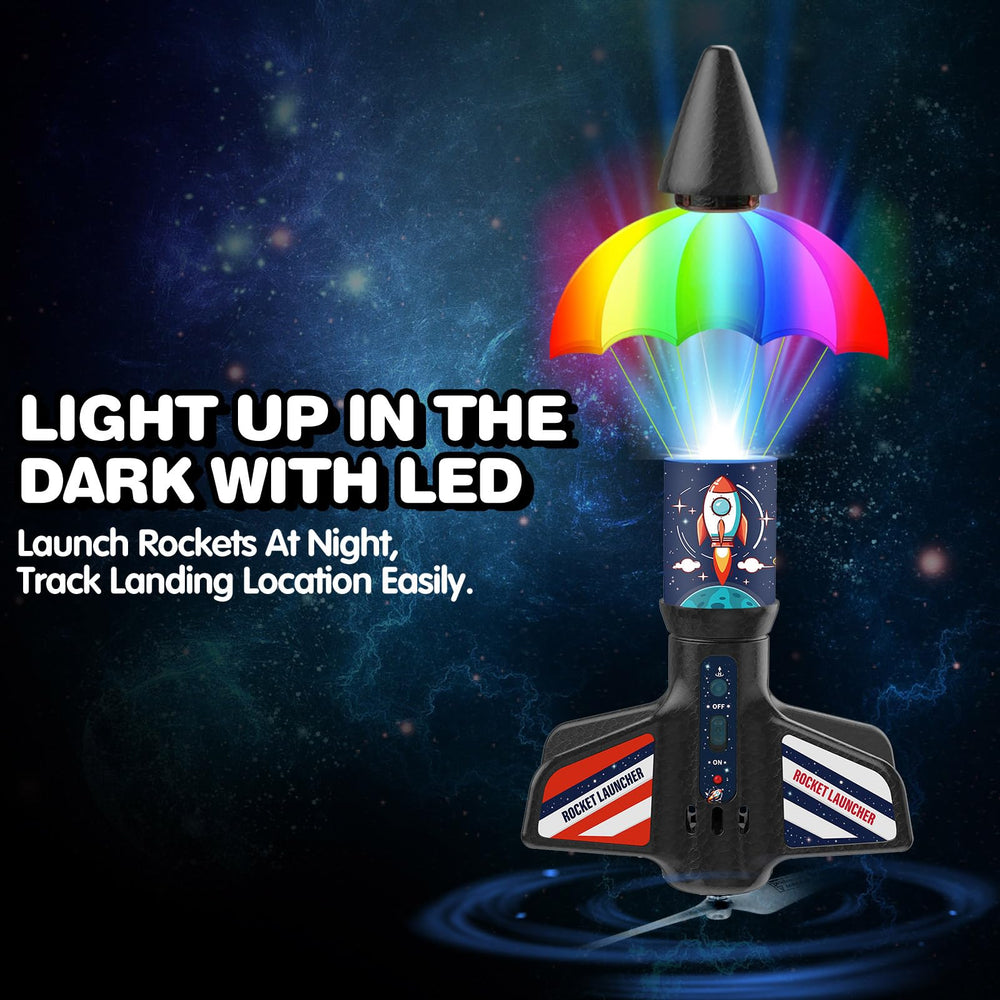 Eieymct Rocket Launcher LED night launch lights add excitement after dark.