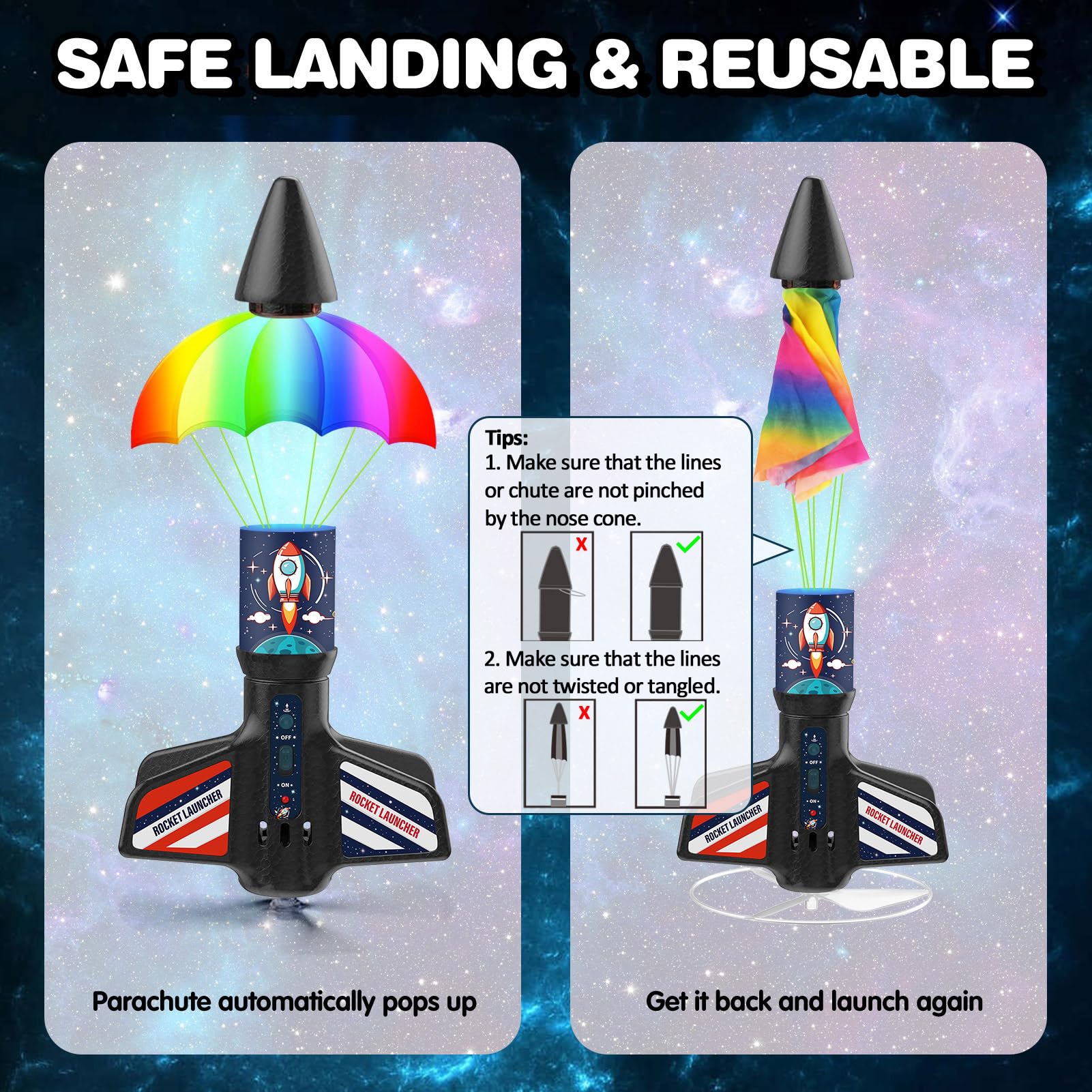 Eieymct Rocket Launcher safe 3-second delay helps kids move to a secure spot.