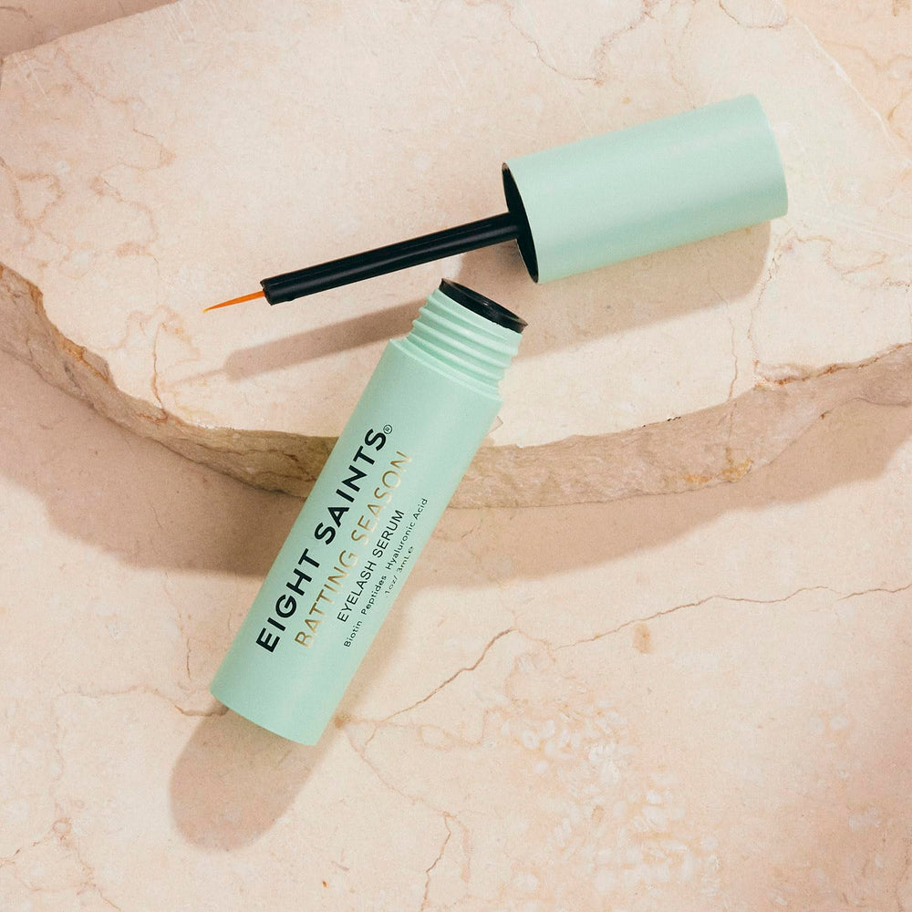 Eight Saints Batting Season ingredients biotin, peptides, and hyaluronic acid for lash nourishment.