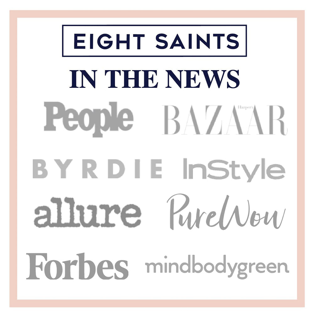 Eight Saints packaging display emphasizes cruelty-free and fragrance-free Maine-made branding.