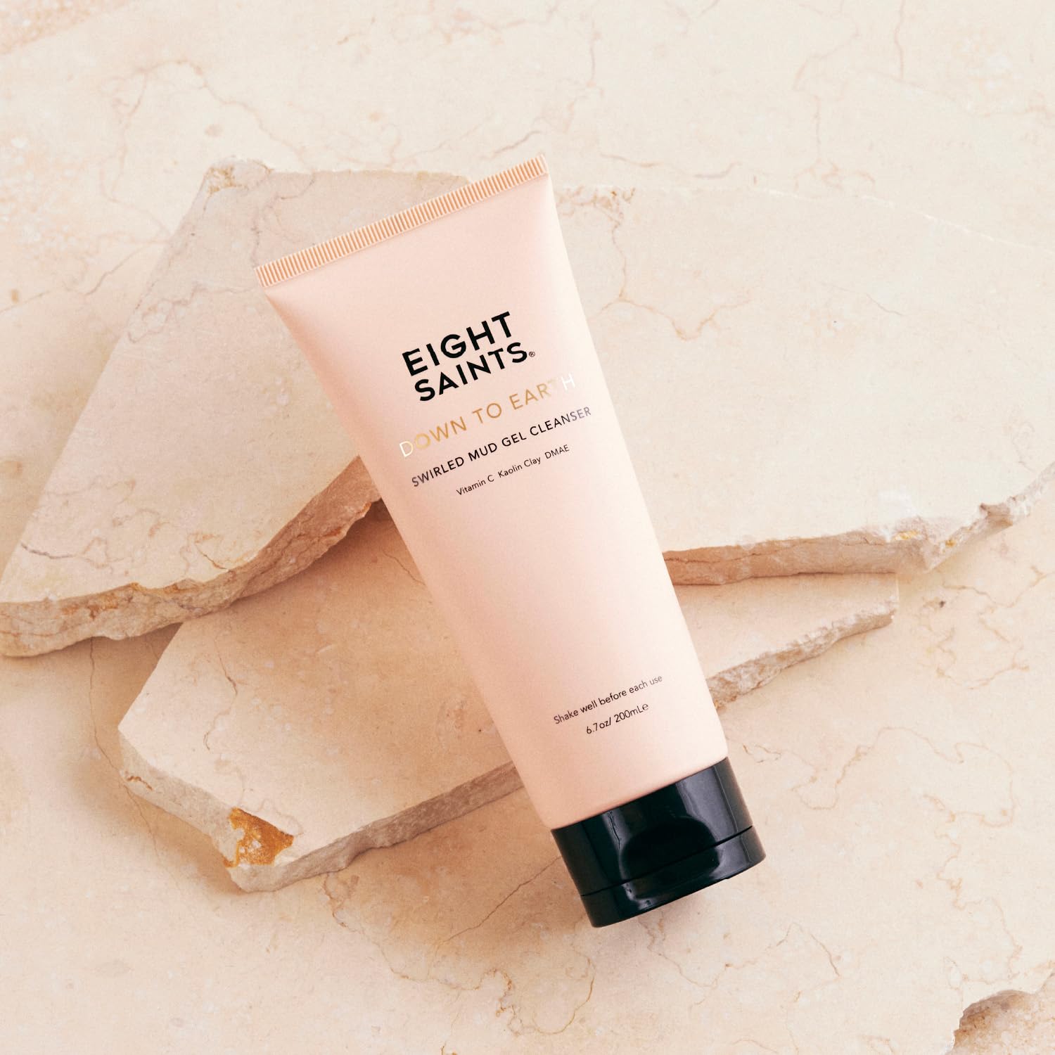 Eight Saints texture closeup highlighting pink kaolin and purifying clays.