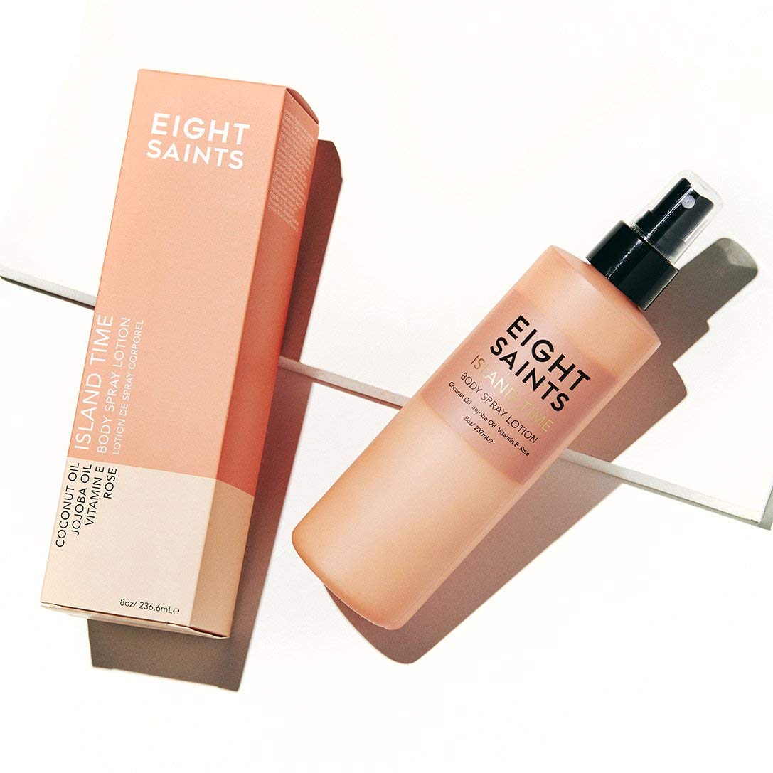 Eight Saints Island Time lotion texture demonstrates fast absorption without stickiness