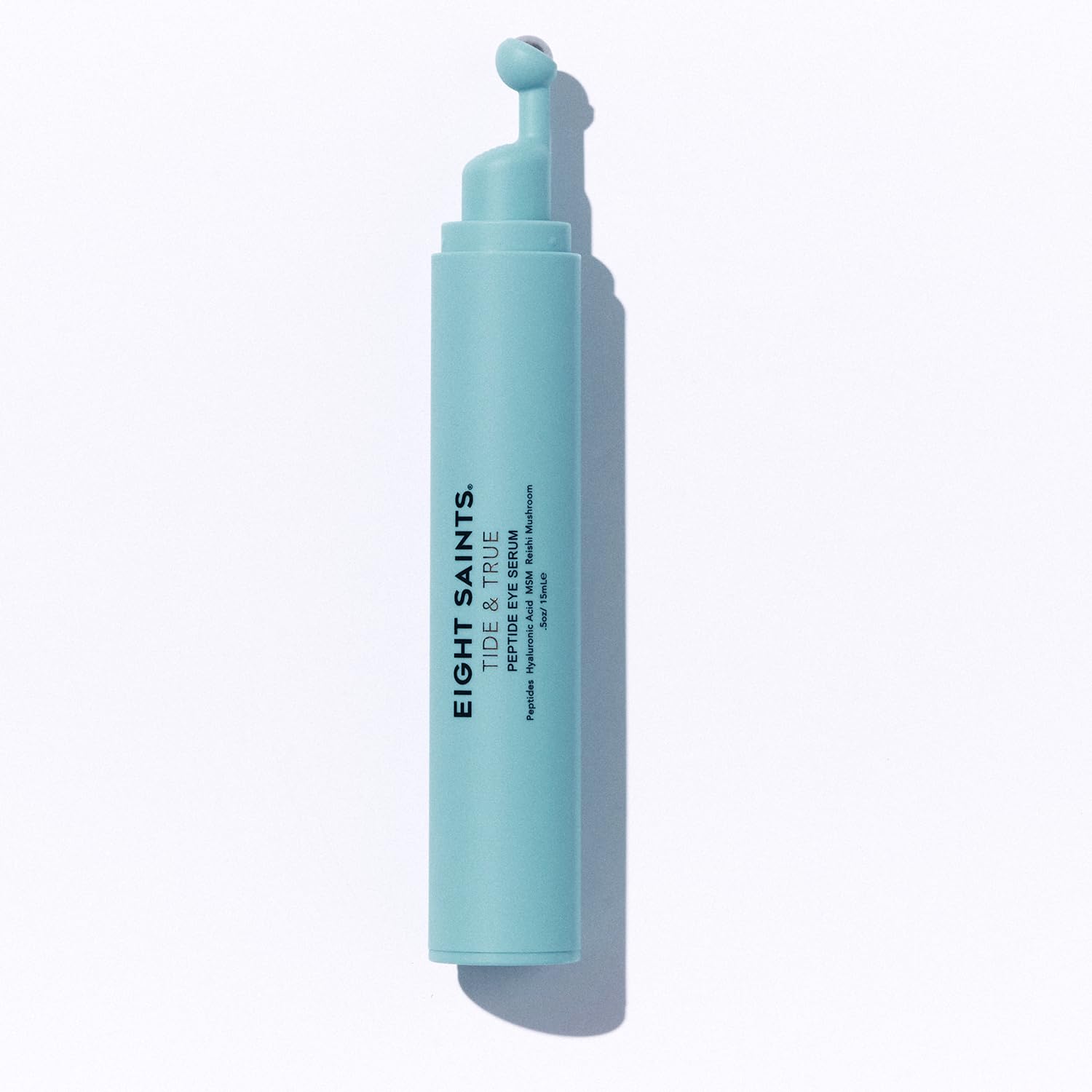 Eight Saints Tide & True Eye Serum bottle, lightweight gel formula for refreshed under-eye skin.