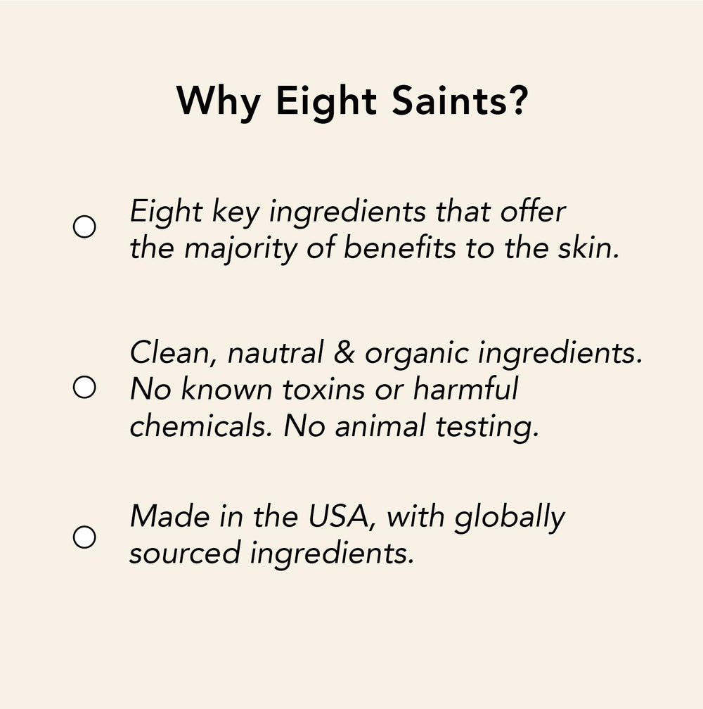 Eight Saints Vitamin C Serum bottle label detail communicates transparency and ingredient clarity.