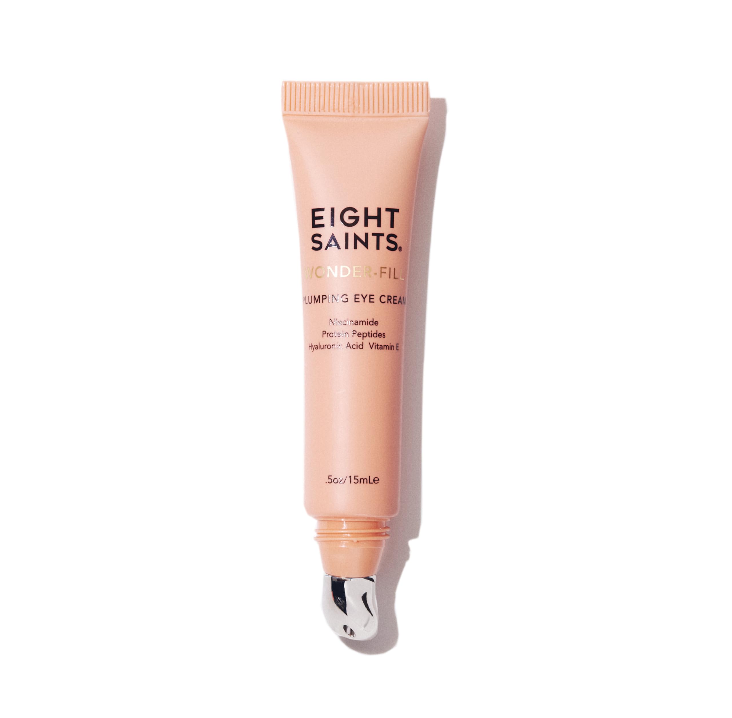Eight Saints Wonder-fill Eye Cream bottle demonstrates quick hydration for the eye area
