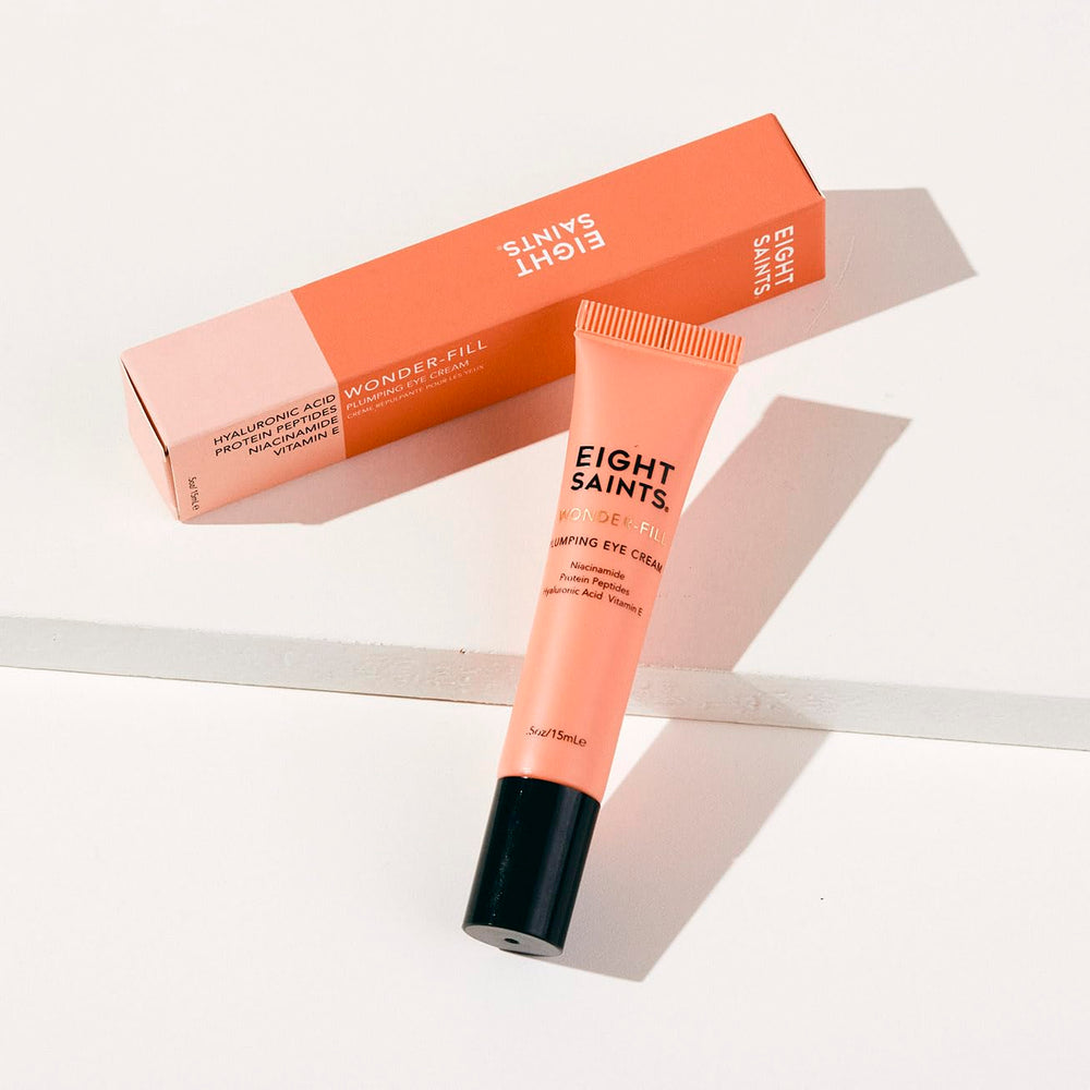 Eight Saints Wonder-fill Eye Cream texture closeup shows smooth application and hydration
