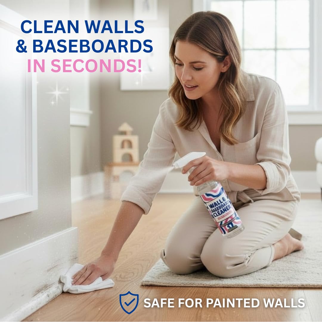 Eight Twelve 812 wall cleaner application action shows spray on a surface.