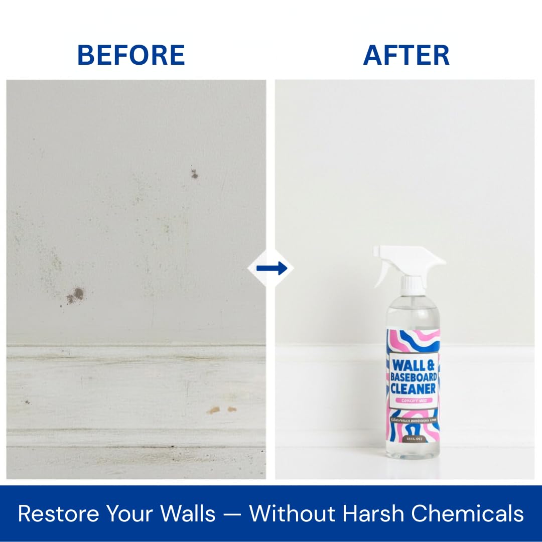 Eight Twelve 812 wall cleaner baseboards clean after spray and wipe.