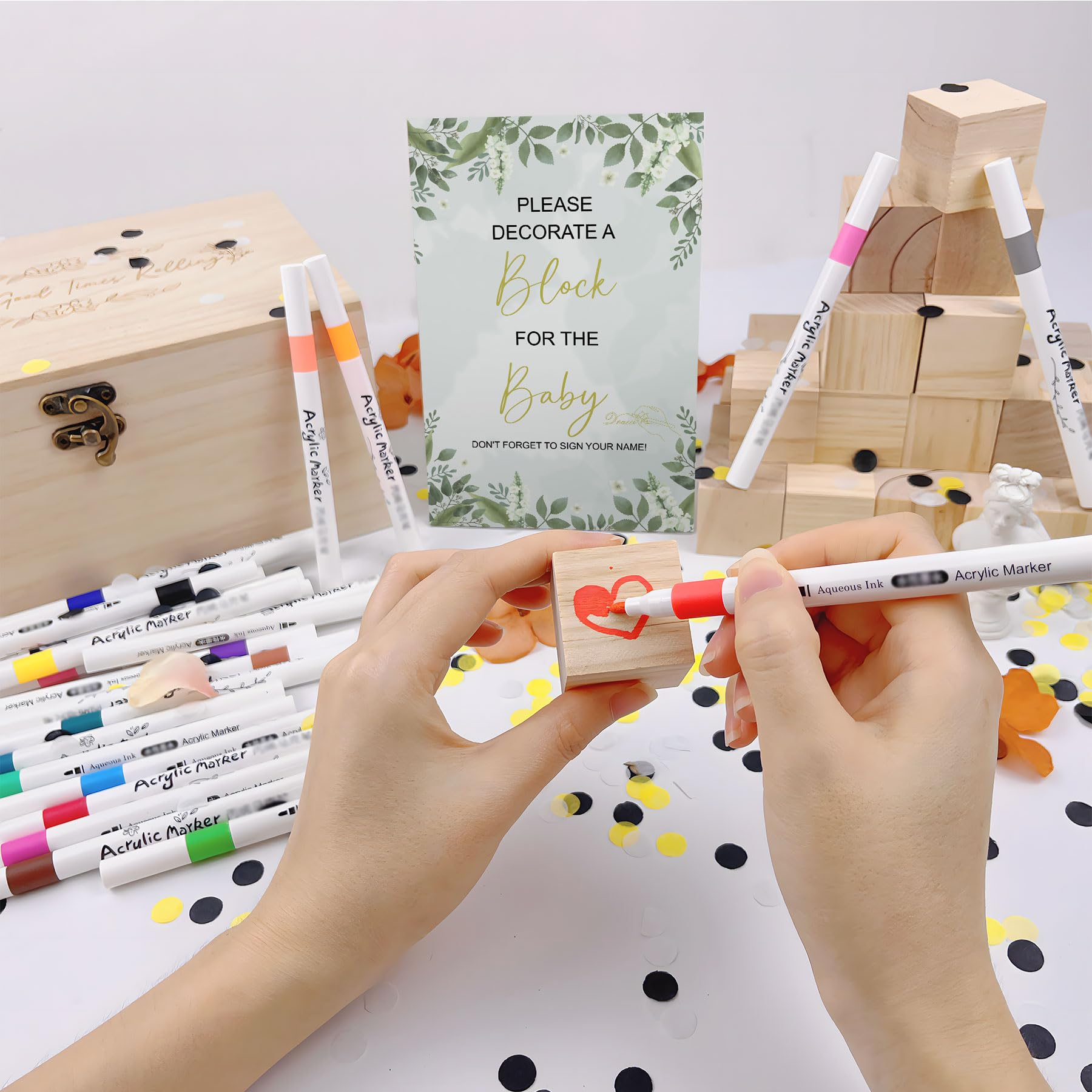 EIGTWEN wooden box forms a neat storage base for blocks and markers