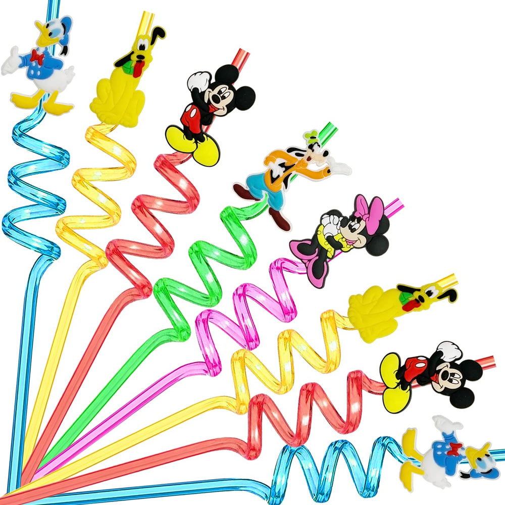 Einponny mouse straws collection; 25-piece colorful set for kids parties.