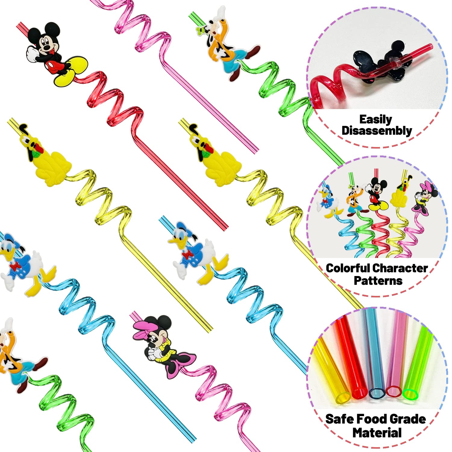 Removable character elements let you customize straw designs.
