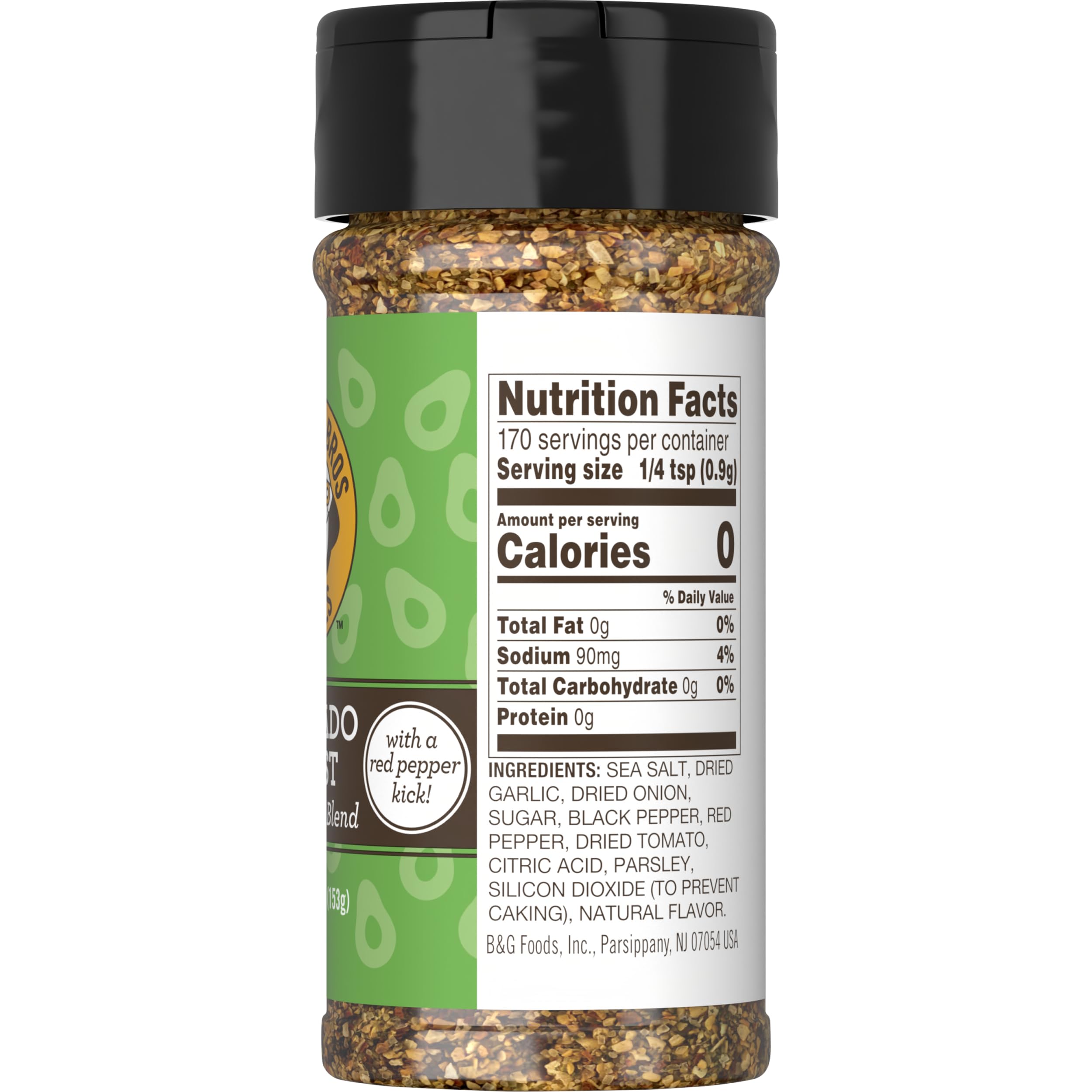 Einstein Bros Avocado Toast Seasoning label closeup highlighting ingredients