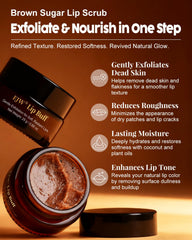 EJW Lip Scrub volcanic perlite shown for light, non-gritty texture and even smooth lips.
