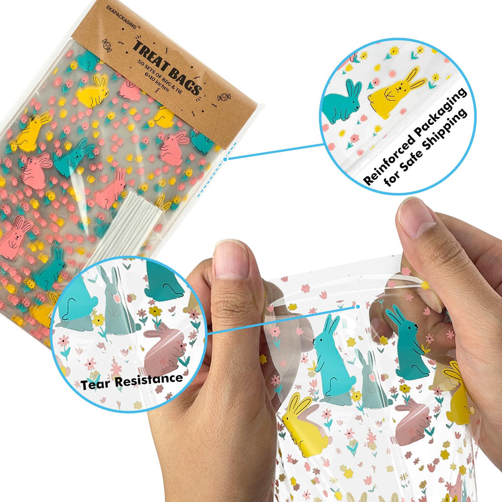 EKAPACKAGING white twist ties secure bags for easy gift packaging.