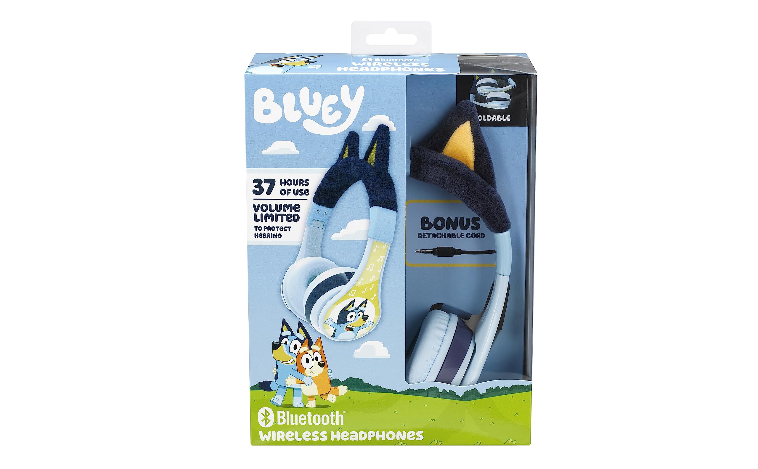 ekids Bluey headphones blue color design for kids devices