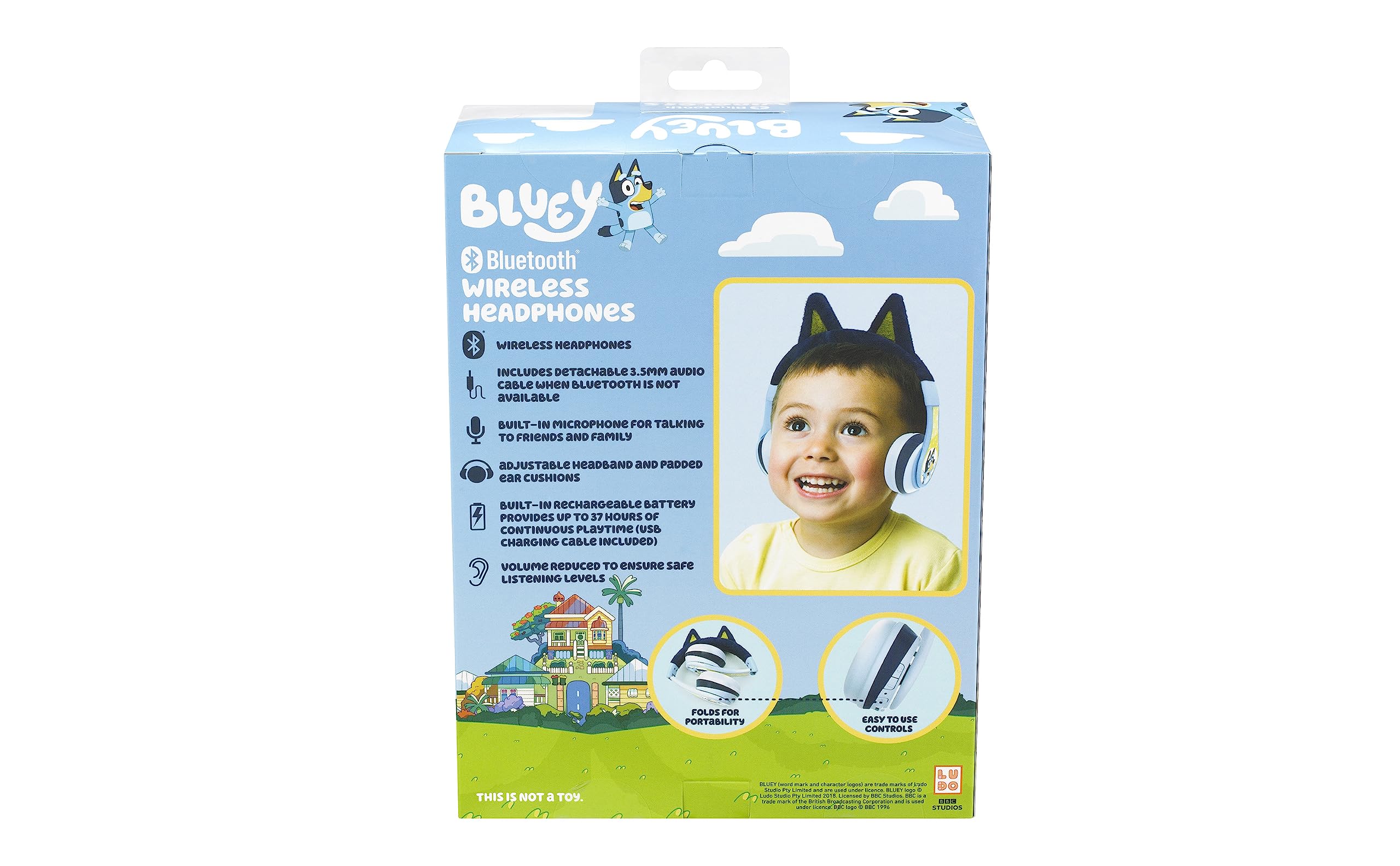 ekids Bluey headphones with rechargeable battery for all-day usage