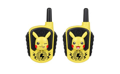 ekids pokemon walkie talkie pikachu graphic: bright Pikachu design enhances kid appeal during playtime.