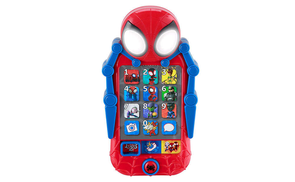 ekids Spidey Phone front view promotes pretend play and early learning.