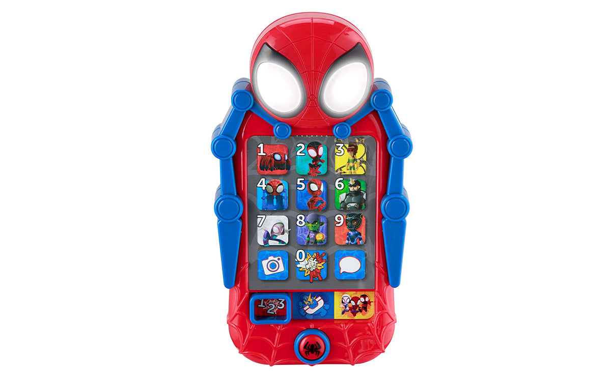 ekids Spidey Phone front view promotes pretend play and early learning.