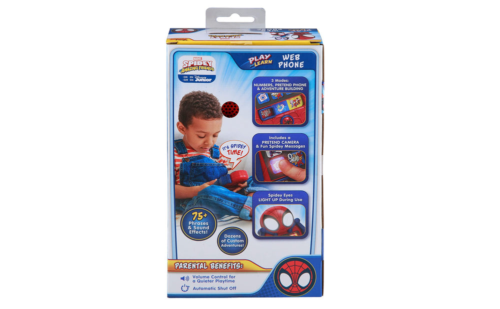 ekids Spidey Phone pretend apps invite imaginative play sessions.