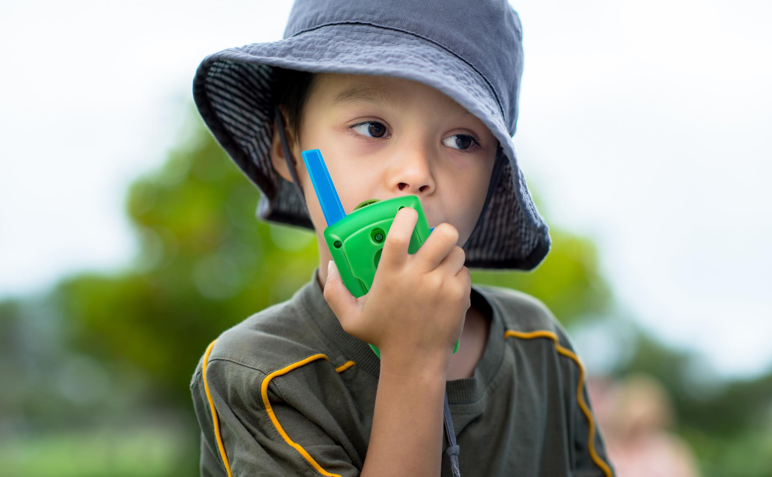 eKids TMNT walkie talkies include wrist strap and belt clip for portability.
