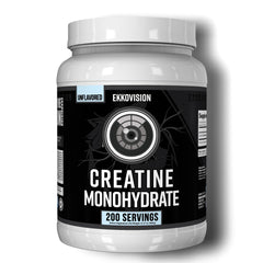 Ekkovision Creatine bottle close-up showing micronized powder for easy mixing
