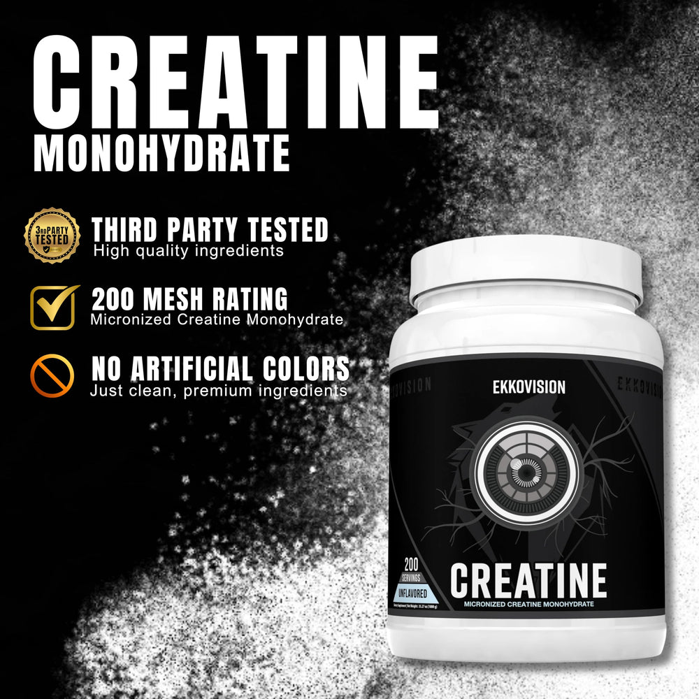 Ekkovision Creatine powder dissolving smoothly in water for neutral mixing