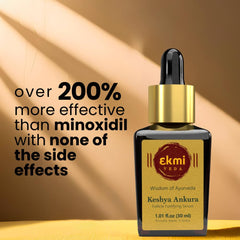 EKMIVEDA Hair Growth Serum bottle back; vegan, sulfate-free formula suitable for sensitive skin.