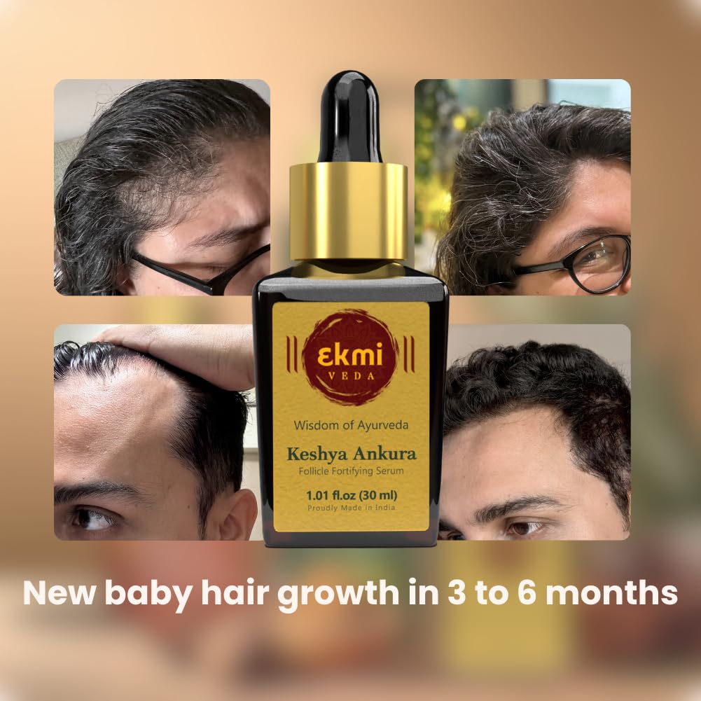 EKMIVEDA night routine with serum; overnight application for potential scalp nourishment.