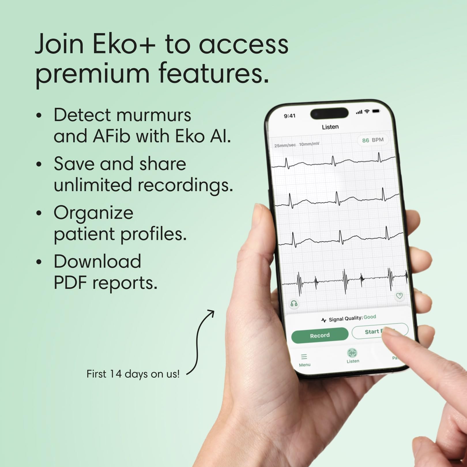 Eko CORE 500 active noise cancellation reduces ambient distractions during exams.