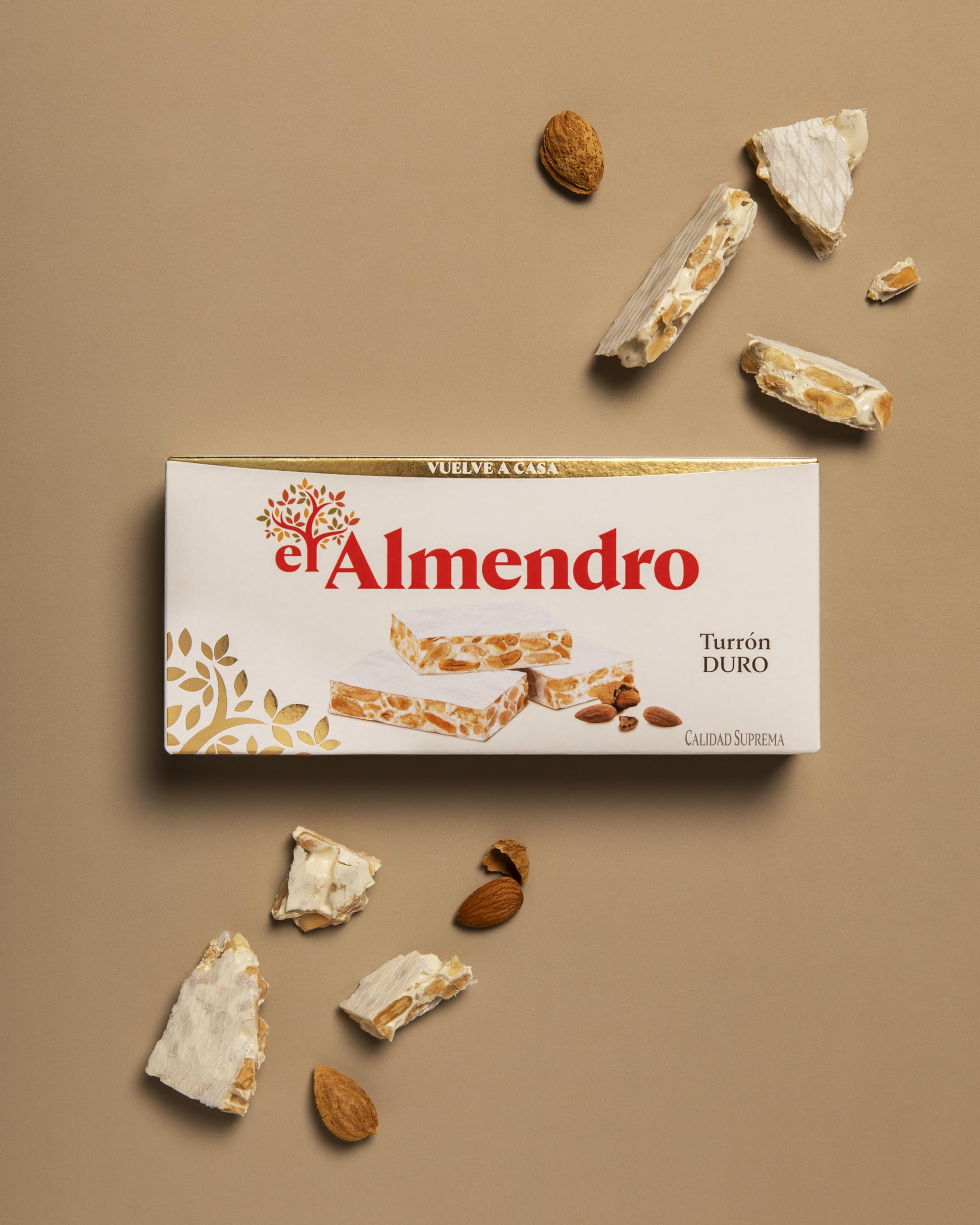 El Almendro Turrón Duro close-up shows honey-sugar blend and almond crunch