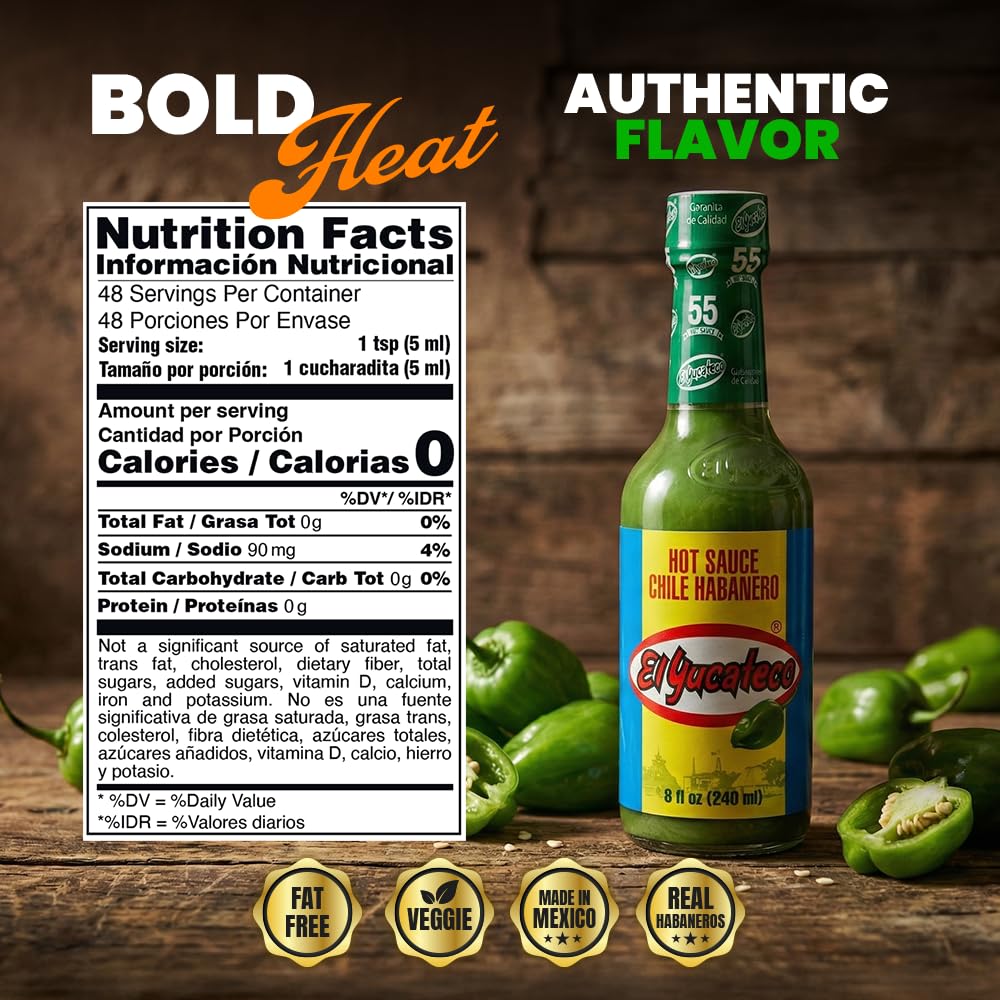 Pouring El Yucateco Green Habanero sauce adds bold heat