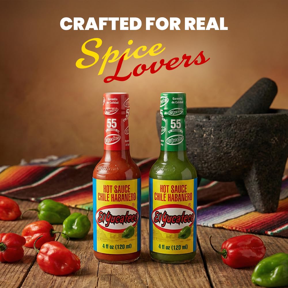 El Yucateco marination idea bottle emphasizes adding heat to meats