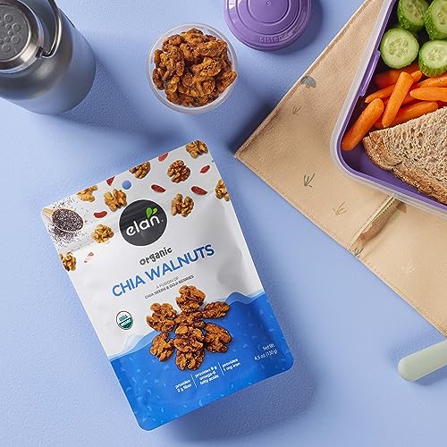 Elan chia walnuts ingredients reveal chia seeds, goji powder, and spices.