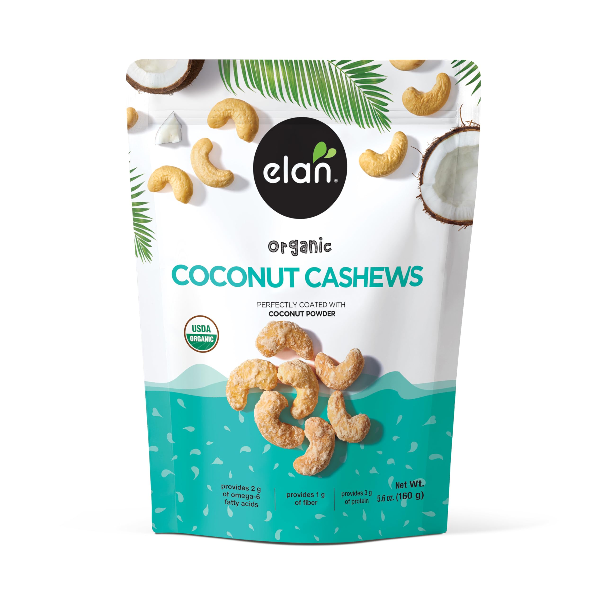 Elan Coconut Cashews glazed close-up, rich coconut glaze ideal for quick snacking.