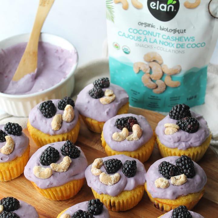 Elan Coconut Cashews Himalayan salt crystals, balanced savory note.