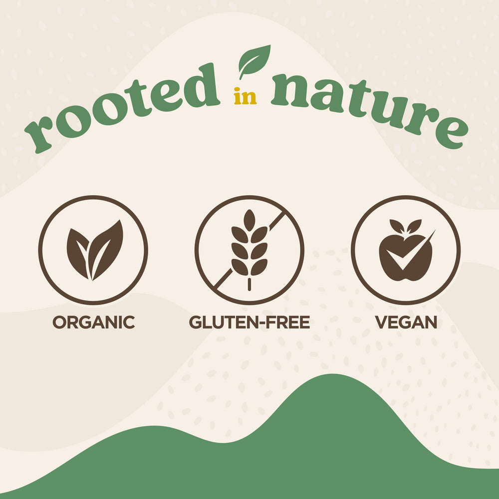 Elan organic certification badge indicating non-GMO and gluten-free quality.