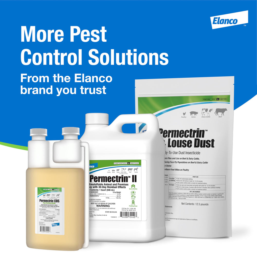Elanco Permectrin II back rub on animal for on-site control