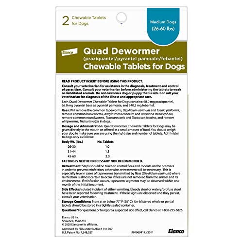 Beef-flavored chewables from Elanco Quad Dewormer are dog-friendly.