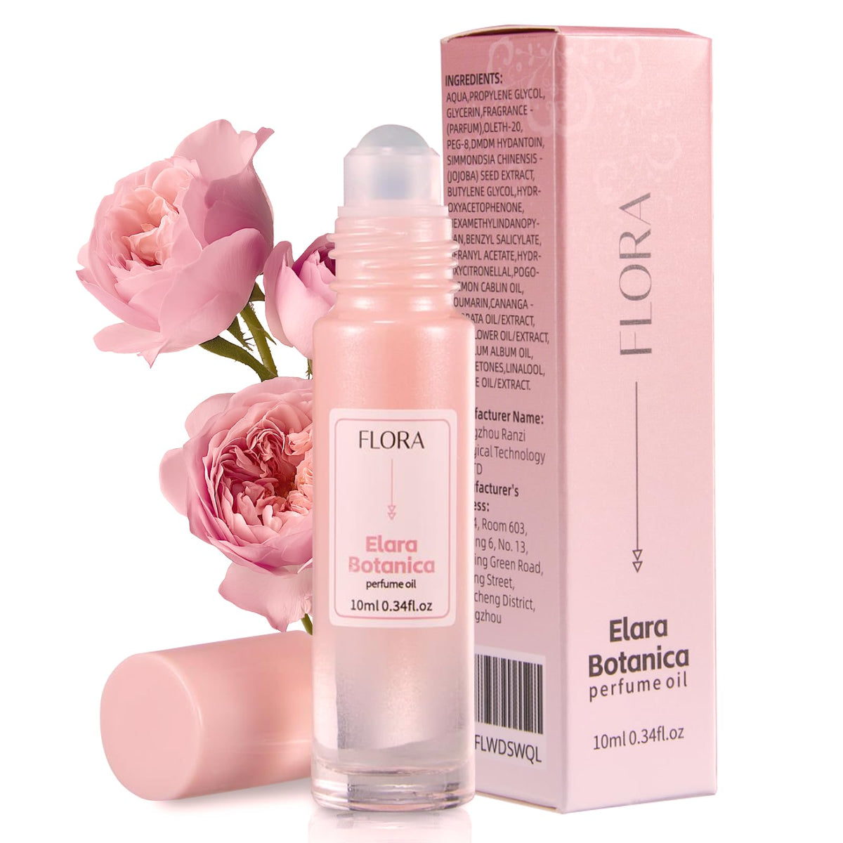 Elara Botanica pheromones bottle close-up showing a lasting fragrance.