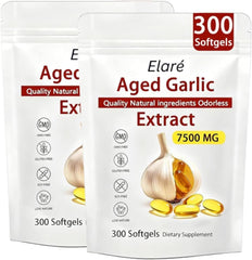 ELARE aged garlic extract bottle shows high-strength support for heart and immune wellness