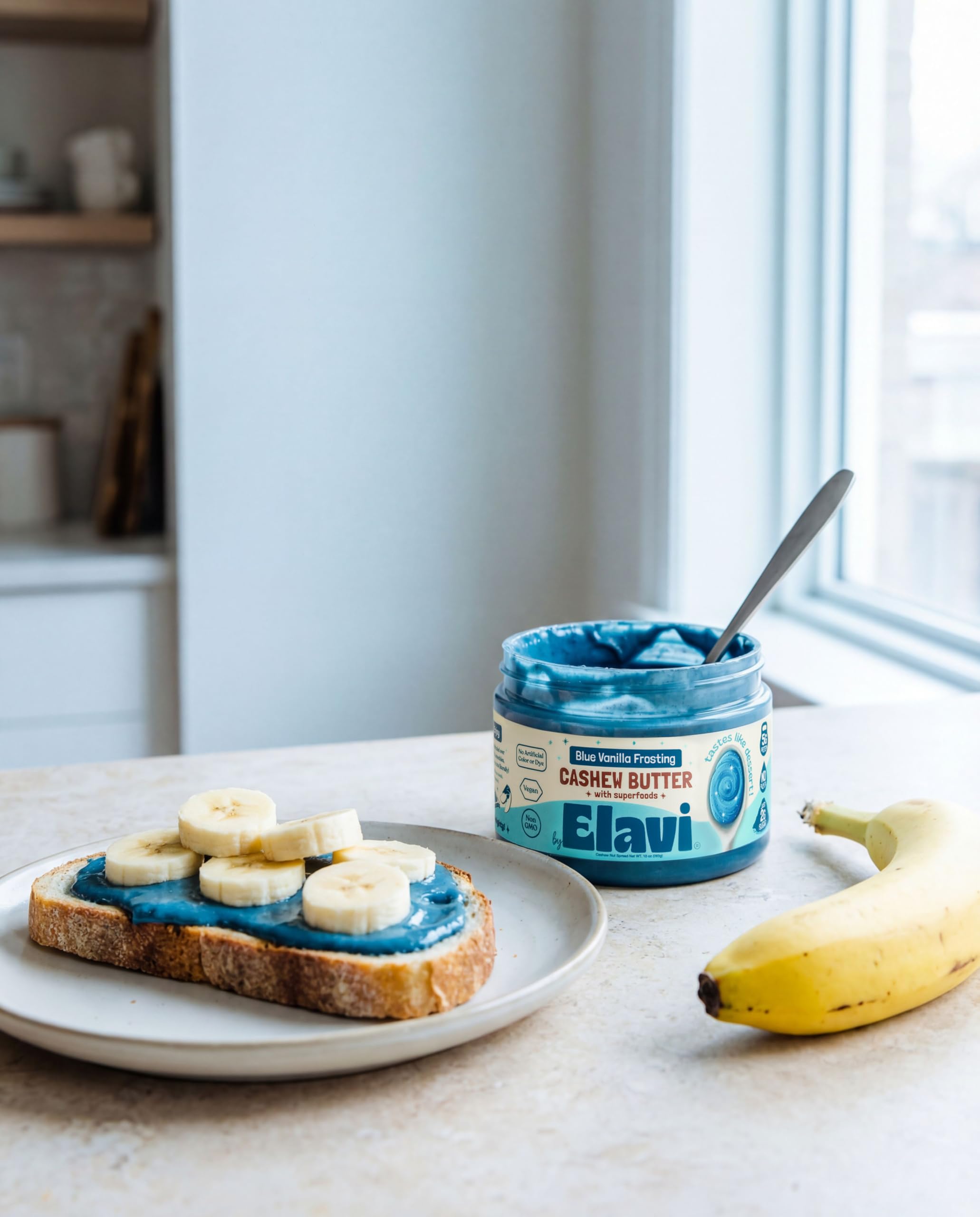 ELAVI Keto Cashew Butter closeup, natural color and smooth texture.