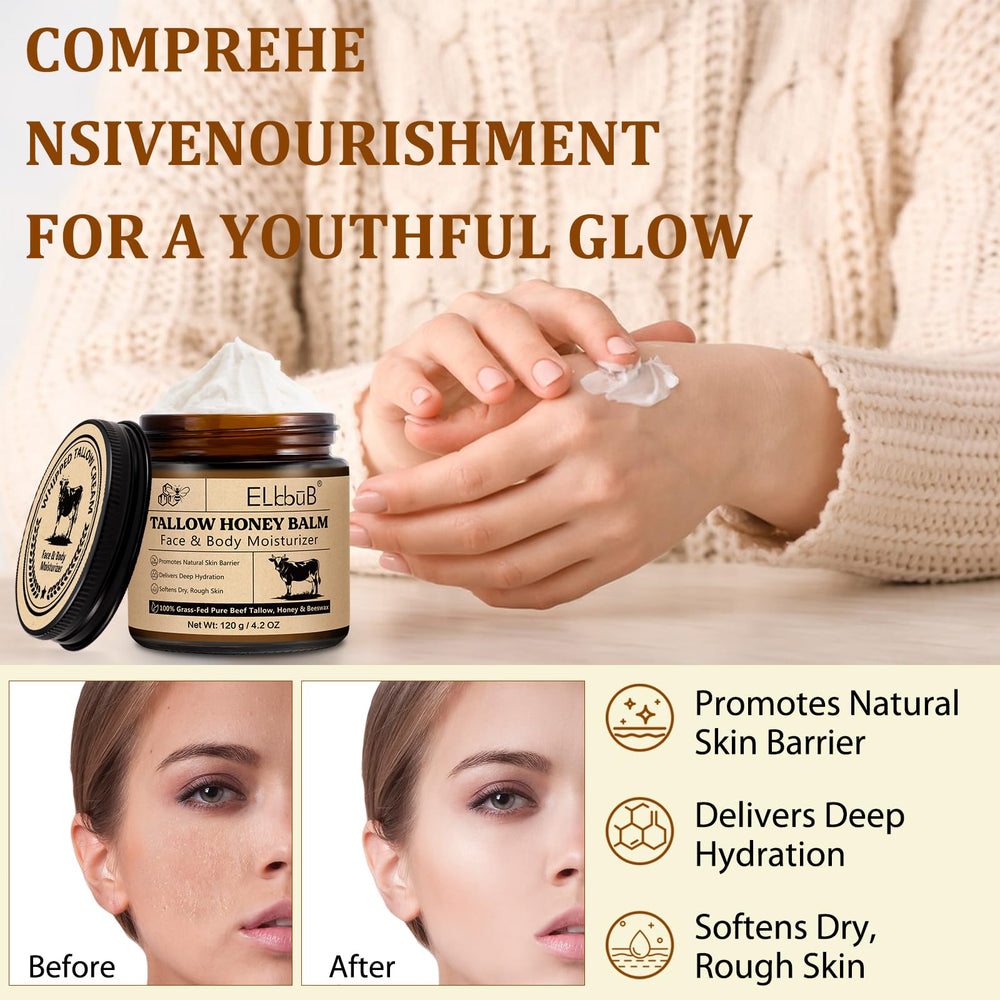 ELBBUB Whipped Tallow Cream on the body showing versatile hydration
