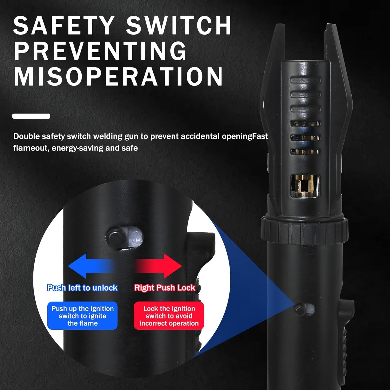 ELCELC Torch Lighter safety lock ensuring safe use in kitchen or outdoors
